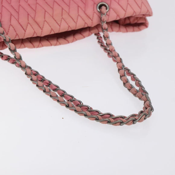 PRADA Chain Tote Bag Nylon Pink Silver Auth 128405