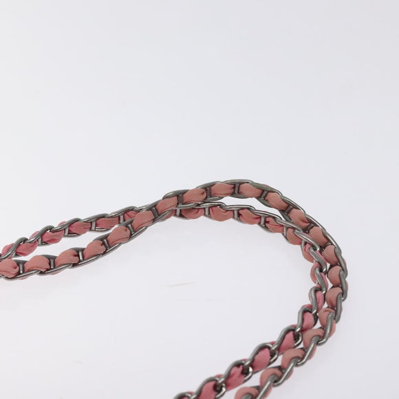 PRADA Chain Tote Bag Nylon Pink Silver Auth 128405