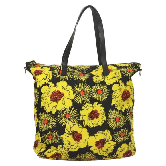 PRADA Hand Bag Nylon 2way Yellow Silver Auth 128406