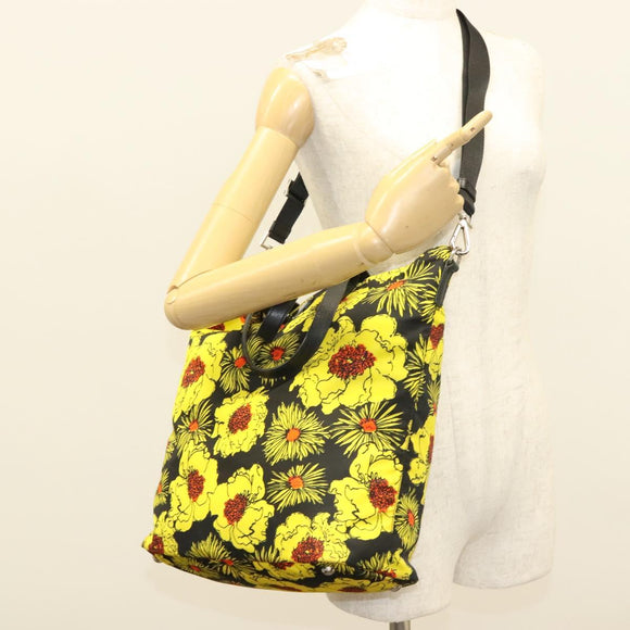 PRADA Hand Bag Nylon 2way Yellow Silver Auth 128406