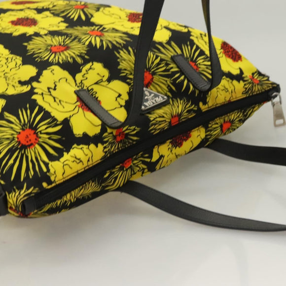 PRADA Hand Bag Nylon 2way Yellow Silver Auth 128406
