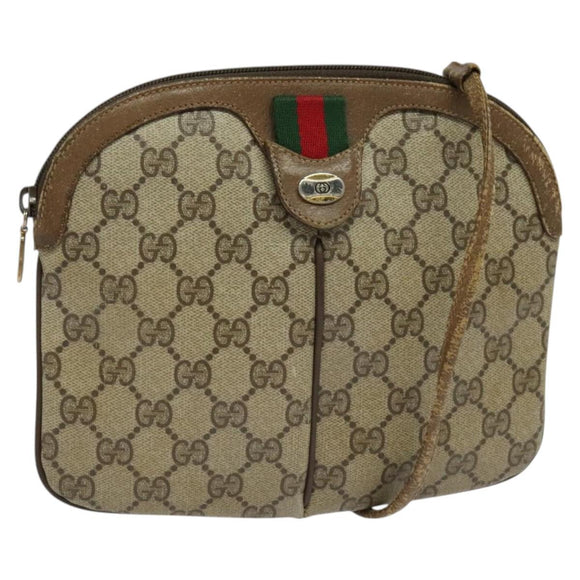 GUCCI GG Supreme Web Sherry Line Shoulder Bag PVC Beige 904 02 047 Auth 128433