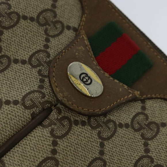 GUCCI GG Supreme Web Sherry Line Shoulder Bag PVC Beige 904 02 047 Auth 128433