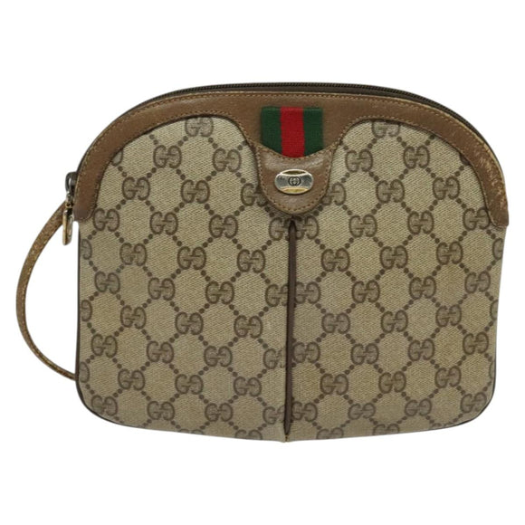 GUCCI GG Supreme Web Sherry Line Shoulder Bag PVC Beige 904 02 047 Auth 128433