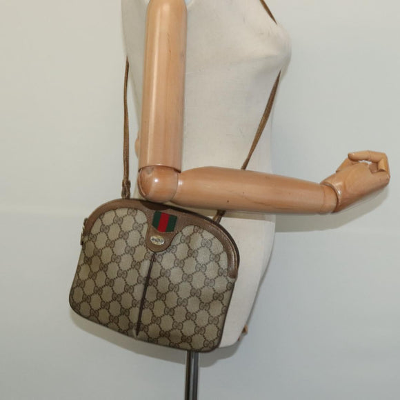GUCCI GG Supreme Web Sherry Line Shoulder Bag PVC Beige 904 02 047 Auth 128433