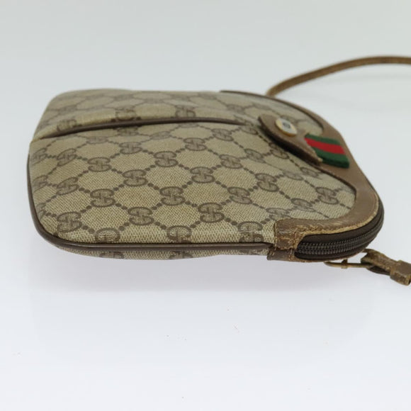 GUCCI GG Supreme Web Sherry Line Shoulder Bag PVC Beige 904 02 047 Auth 128433