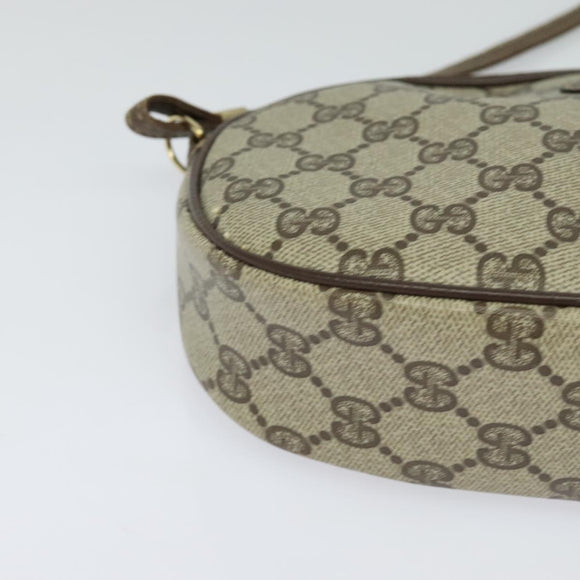 GUCCI GG Supreme Shoulder Bag PVC Beige Gold Auth 128434