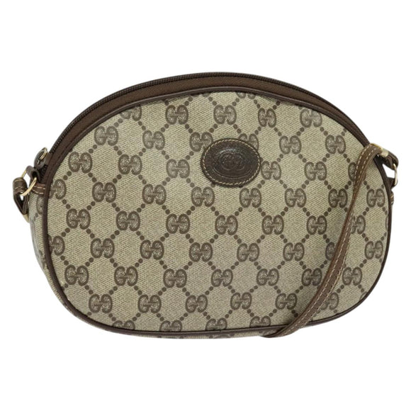 GUCCI GG Supreme Shoulder Bag PVC Beige Gold Auth 128434