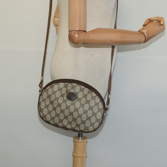 GUCCI GG Supreme Shoulder Bag PVC Beige Gold Auth 128434