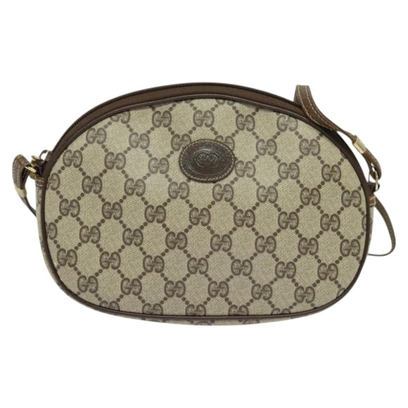 GUCCI GG Supreme Shoulder Bag PVC Beige Gold Auth 128434