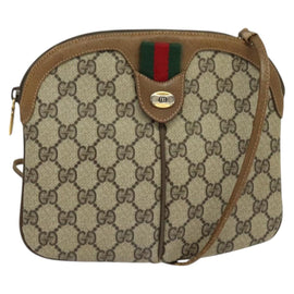 GUCCI GG Supreme Web Sherry Line Shoulder Bag PVC Beige 98 02 047 Auth 128437