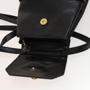 CELINE Shoulder Bag Leather Black Gold Auth 128438-10