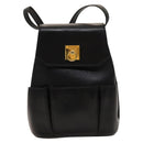 CELINE Shoulder Bag Leather Black Gold Auth 128438-13