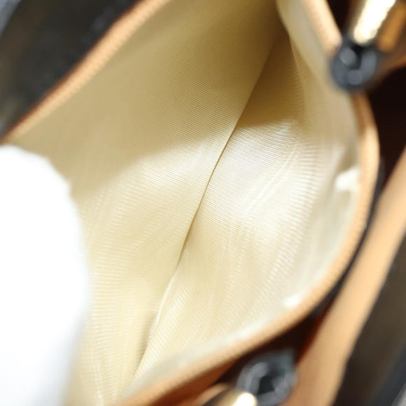 CELINE Shoulder Bag Leather Black Gold Auth 128438