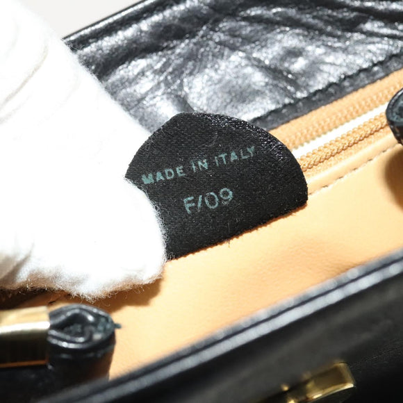 CELINE Shoulder Bag Leather Black Gold Auth 128438