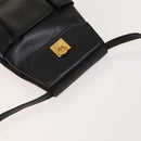 CELINE Shoulder Bag Leather Black Gold Auth 128438-6