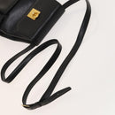 CELINE Shoulder Bag Leather Black Gold Auth 128438-7