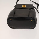 CELINE Shoulder Bag Leather Black Gold Auth 128438-5