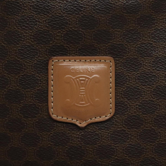 CELINE Macadam Canvas Hand Bag PVC Leather Brown Gold Auth 128439