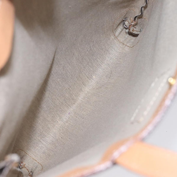 CELINE Macadam Canvas Hand Bag PVC Leather Brown Gold Auth 128439