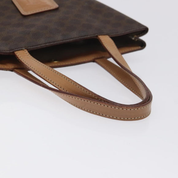 CELINE Macadam Canvas Hand Bag PVC Leather Brown Gold Auth 128439