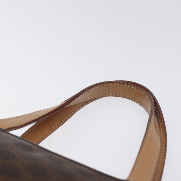 CELINE Macadam Canvas Hand Bag PVC Leather Brown Gold Auth 128439