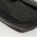 BALLY Chain Shoulder Bag Leather Black Gold Auth 128440-14