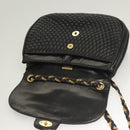 BALLY Chain Shoulder Bag Leather Black Gold Auth 128440-10