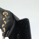 BALLY Chain Shoulder Bag Leather Black Gold Auth 128440-19