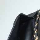 BALLY Chain Shoulder Bag Leather Black Gold Auth 128440-20