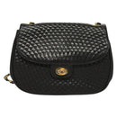 BALLY Chain Shoulder Bag Leather Black Gold Auth 128440-13