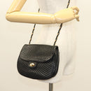 BALLY Chain Shoulder Bag Leather Black Gold Auth 128440-23