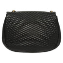 BALLY Chain Shoulder Bag Leather Black Gold Auth 128440-2