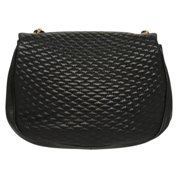 BALLY Chain Shoulder Bag Leather Black Gold Auth 128440 - 0