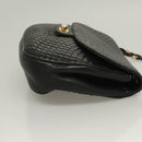 BALLY Chain Shoulder Bag Leather Black Gold Auth 128440-3