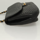 BALLY Chain Shoulder Bag Leather Black Gold Auth 128440-4