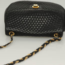 BALLY Chain Shoulder Bag Leather Black Gold Auth 128440-6