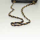 BALLY Chain Shoulder Bag Leather Black Gold Auth 128440-7