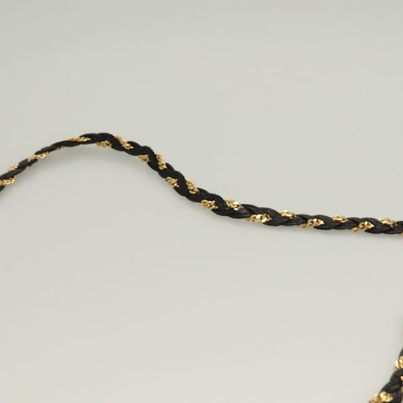 BALLY Chain Shoulder Bag Leather Black Gold Auth 128440