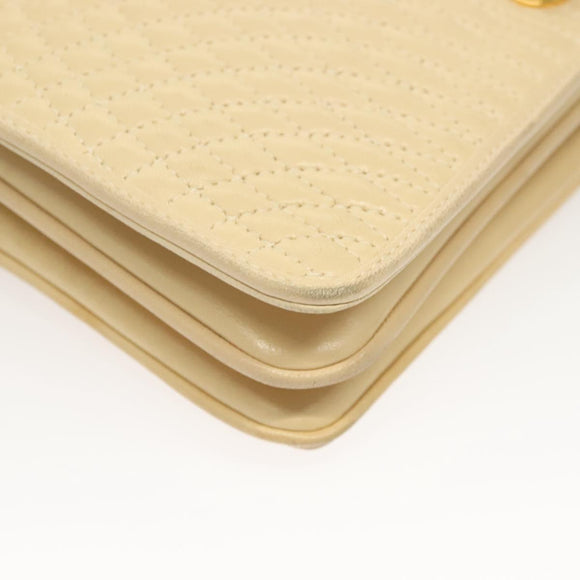 BALLY Chain Shoulder Bag Leather Beige Gold Auth 128441