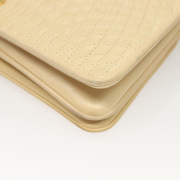 BALLY Chain Shoulder Bag Leather Beige Gold Auth 128441