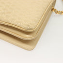 BALLY Chain Shoulder Bag Leather Beige Gold Auth 128441-9