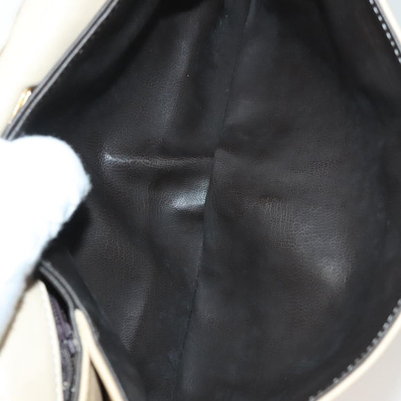 BALLY Chain Shoulder Bag Leather Beige Gold Auth 128441