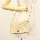 BALLY Chain Shoulder Bag Leather Beige Gold Auth 128441-23