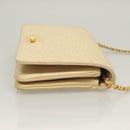 BALLY Chain Shoulder Bag Leather Beige Gold Auth 128441-3