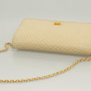 BALLY Chain Shoulder Bag Leather Beige Gold Auth 128441-6