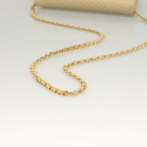 BALLY Chain Shoulder Bag Leather Beige Gold Auth 128441