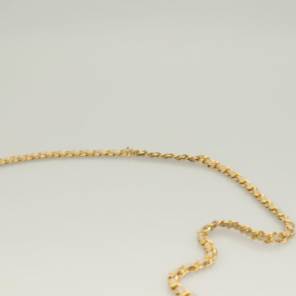 BALLY Chain Shoulder Bag Leather Beige Gold Auth 128441