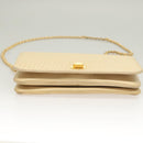 BALLY Chain Shoulder Bag Leather Beige Gold Auth 128441-5