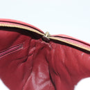 CHANEL Matelasse Chain Shoulder Bag Lamb Skin Red Gold CC Auth 128443-19